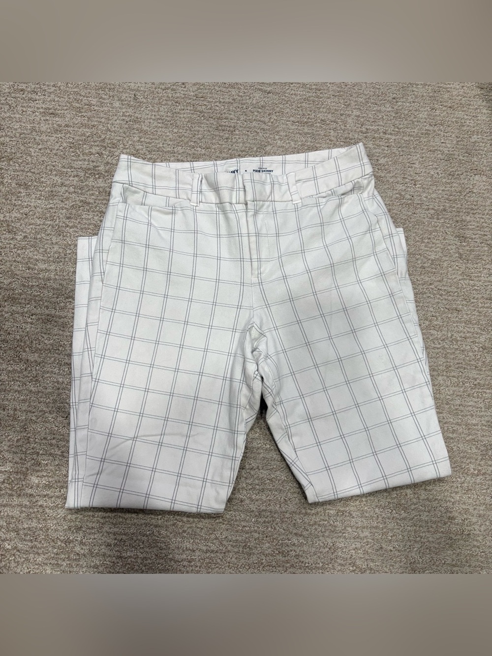 Old Navy White & Black Grid Check Plaid Pixie Skinny Pants - Size 6